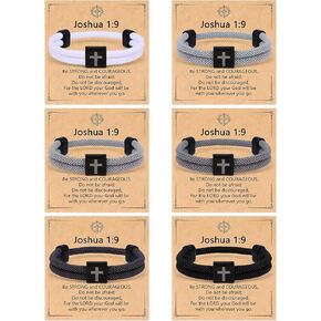 Giovanchi 6Pcs Cross Bracelet for Men Adjustable Braided Rope Jesus Bracelet Christian Religious Gift for Mens Womens WWJD Wristband in Kuwait