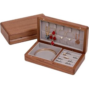 Small wooden, portable travel jewelry, Vintage Walnut Wood Jewelry Case，watch storage box, necklace, ring, earring storage gift box, vintage exquisite walnut jewelry box in Saudi Arabia