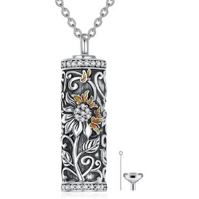 Cross Tree of Life Urn Necklace for Ashes, S925 Sterling Silver Cross Urn Pendant Necklace for Men Women, Cremation Memorial Keepsake Jewelry Locket Necklaces for Animal Human Ashes, 20"+2" in Kuwait