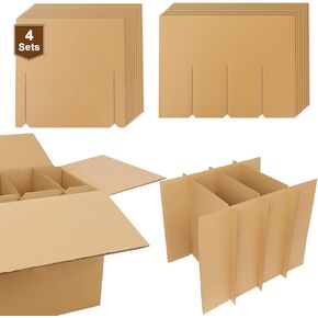 4 Sets Glass Dividers for Moving Boxes, Cardboard Dividers for Boxes Fit 16x12x12 Moving Boxes, Wine Glass Storage Box with Dividers (Box Not Included) in Kuwait