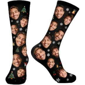 Christmas Custom Photo Socks - Personalized Face Socks for Family & Pets - Festive Unisex Crew Socks Ideal as Christmas Gifts for Men, Women, Kids in Saudi Arabia
