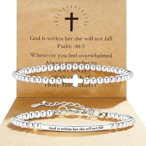 الأساور الدينية المسيحية للنساء يسوع ملهمة الإيمان سوار مطرز تمتد اليدوية الكرة أساور الكتاب المقدس الآية سوار الدينية المسيحية هدية in Kuwait