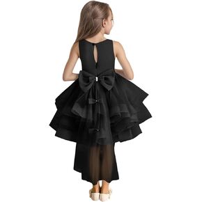 Bowknot Tulle Flower Girl Dress Birthday Ruffle Layers Short Party Ball Gown Wedding Satin Princess Pageant Dresses in Kuwait