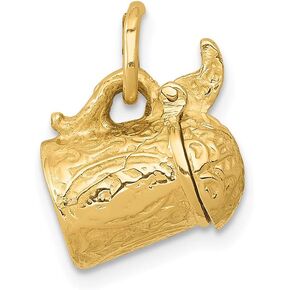14k Yellow Gold 3-D Beer Stein Charm Pendant Fine Jewelry For Women Gifts For Her in Saudi Arabia