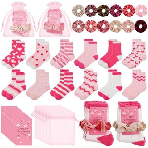 12 Set Galentine’s Day Gifts for Friends, Cute Pink Galentines Gift Set for Women Friend Bestie with Fuzzy Socks, Velvet Hair Scrunchies and Greeting Cards, Bulk Friendship Gifts in Kuwait