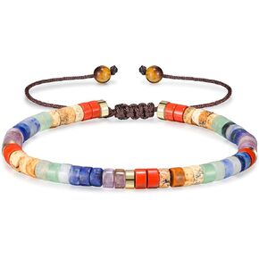 7 Chakra Bracelets for Women Handmade Natural Jasper Stone Healing Bead Bracelet Women Men Boho Friendship Inspirational Jewelry Natural Jasper Stone Double Layer Healing Bead Jewelry Gifts in Kuwait