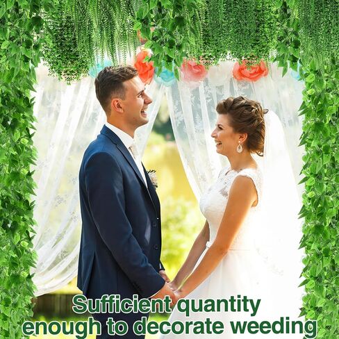 12 Pcs Artificial Hanging Plants Fake Hanging Ferns Plastic Faux Plants for Wall Room Garden Garland Indoor Outdoor Decor No Basket (Boston,Eucalyptus,Ivy Vine,String of Pearls) in Saudi Arabia