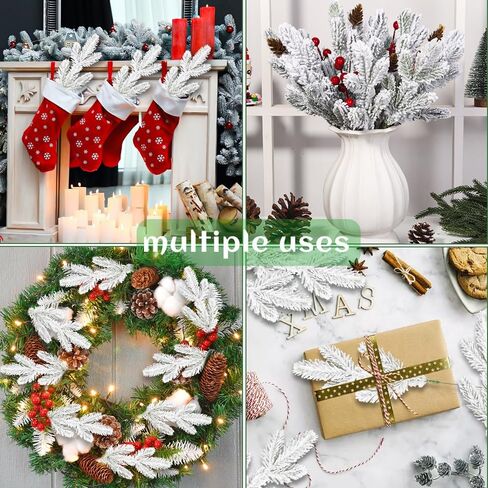 DIYDEC 15pcs فروع الصنوبر الثلجي 11.8 "عيد الميلاد الصنوبر الاصطناعي يختار فروع إبر الصنوبر الثلجي متجمد فو الصنوبر يختار الخضرة ينبع لشجرة عيد الميلاد إكليل إكليل زهرية DIY الحرف المنزل الشتاء in Kuwait