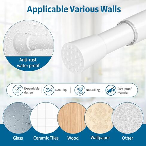 AIZESI 2 Pcs Spring Tension Rods Adjustable 19.5 to 27 inch Small Tension Curtain Rod No Drilling Expandable Spring Loaded Curtain Rod, Short Thin Tension Rods For Window And Small Spaces, White in Saudi Arabia