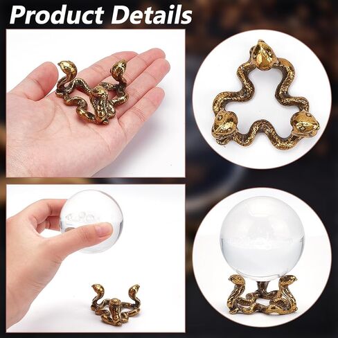 PLIGREAT Vintage Crystal Ball Holder Gold Snake Shaped Crystal Sphere Stand Sphere Display Holder Base for Crystal Gemstone Mineral Agate Globe Balls, 1.97x1.1 Inch in Saudi Arabia