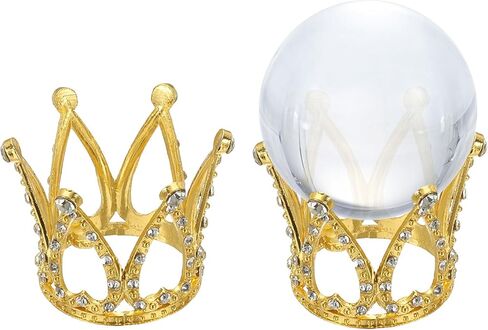 uxcell 2pcs Metal Crystal Sphere Holder, 1.7" Dia Ball Display Stand Quartz Ball Orb Holder for Glass Home Decor, Crown Stand, Gold in Saudi Arabia
