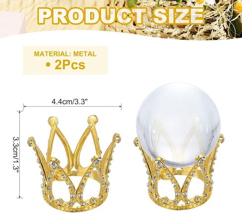 uxcell 2pcs Metal Crystal Sphere Holder, 1.7" Dia Ball Display Stand Quartz Ball Orb Holder for Glass Home Decor, Crown Stand, Gold in Saudi Arabia