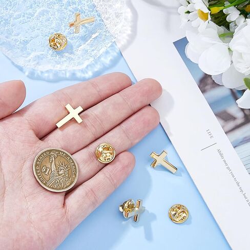 SUPERFINDINGS 4Pcs Cross Pins Alloy Cross Brooches Metal Cross Brooches for Funeral Church Pray Lapel Pin Bulk for Backpack Clothes, 20x10mm in Saudi Arabia