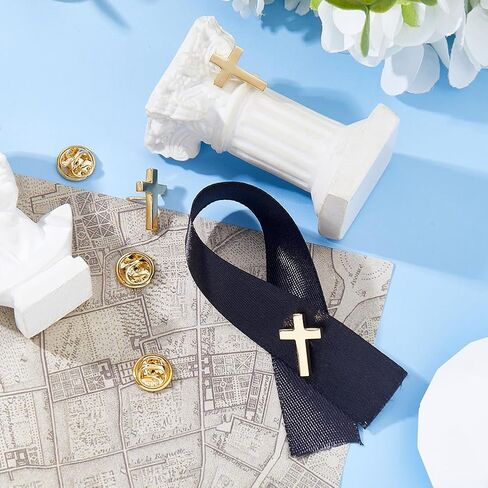 SUPERFINDINGS 4Pcs Cross Pins Alloy Cross Brooches Metal Cross Brooches for Funeral Church Pray Lapel Pin Bulk for Backpack Clothes, 20x10mm in Saudi Arabia