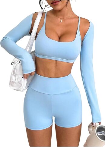 SOLY HUX Women's Tracksuit 3 Piece Outfits Cami Tops and High Waisted Biker Shorts Workout Sets in Saudi Arabia