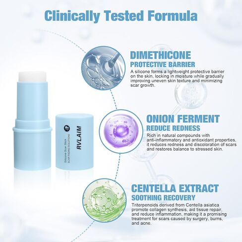 Silicone Scar Stick, 80% Silicone Stick for Face and Body. Silicone Stick for Removal of Surgical,Old and Recent Scars and Stretch Marks - 7g in Kuwait