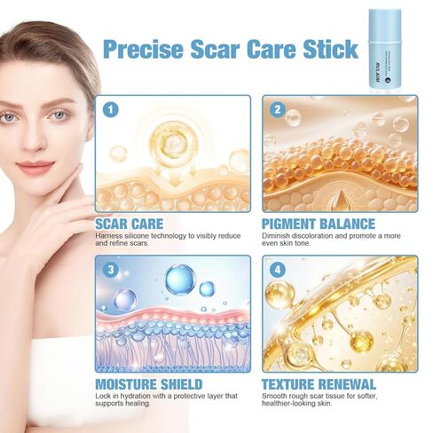 Silicone Scar Stick, 80% Silicone Stick for Face and Body. Silicone Stick for Removal of Surgical,Old and Recent Scars and Stretch Marks - 7g in Kuwait