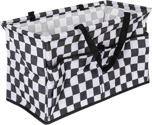 Household Essentials Krush Container All-Purpose Utility Tote, Water-Resistant Vinyl Lining with Pockets, Plaid in Kuwait