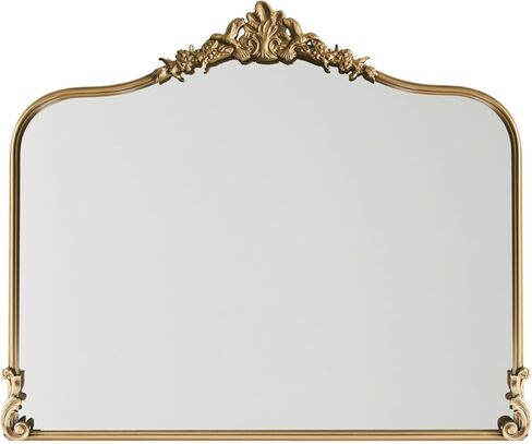 Vintage Gold Wall Mirror - 36x30 inch, Ornate Baroque Design, Incricate Crown, Metal Frame, Large Antique Decorative Mirror for Fireplace Mantle, Living Room, Entryway, Bathroom in Kuwait