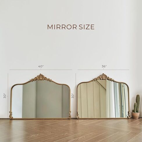 Vintage Gold Wall Mirror - 36x30 inch, Ornate Baroque Design, Incricate Crown, Metal Frame, Large Antique Decorative Mirror for Fireplace Mantle, Living Room, Entryway, Bathroom in Kuwait
