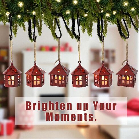 TRIROCKS 6 قطع معدنية مزخرفة معلقة فوانيس شمعة 4 "H House Tea Light حوامل مركزية للطاولات المزرعة ريفي حفل زفاف هدايا داخلية وخارجية (نبيذ أحمر ناعم أسود) in Kuwait