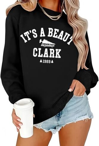 Christmas Sweatshirts Women It's a Beaut Clark Sweatshirt Funny Christmas Tree Graphic Shirt Casual Family Christmas in Saudi Arabia