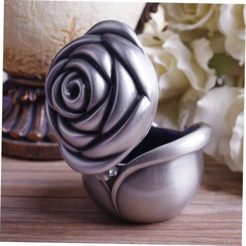 Vintage Jewelry Box with Flower Carving Elegant Storage Organizer for Rings Necklaces and Bracelets Personal Use in Saudi Arabia