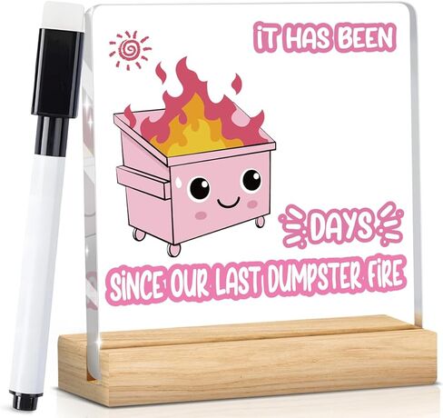 Funny Office Decor Dumpster Fire Desk Accessories Humor Office Boss Day Work Appreciation Gifts for Coworkers Employees Boss Women Positive DIY Acrylic Sign in Saudi Arabia