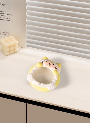 ELEGANTZ Ceramic Cat Trinket Dish – Cute Cat-Themed Decorative Bowl for Jewelry, Keys & Coins – Multipurpose Ceramic Holder for Home, Office, or Bedroom – Kawaii Gift for Cat Lovers in Saudi Arabia
