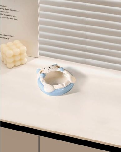 ELEGANTZ Ceramic Cat Trinket Dish – Cute Cat-Themed Decorative Bowl for Jewelry, Keys & Coins – Multipurpose Ceramic Holder for Home, Office, or Bedroom – Kawaii Gift for Cat Lovers in Saudi Arabia