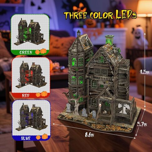 DIY Mini House Kit, Miniature Haunted House Kits with LED Accessories Furniture, 3D Wooden Puzzles for Adults, Dollhouse Craft Gifts for Girls, Boys, Teens in Saudi Arabia