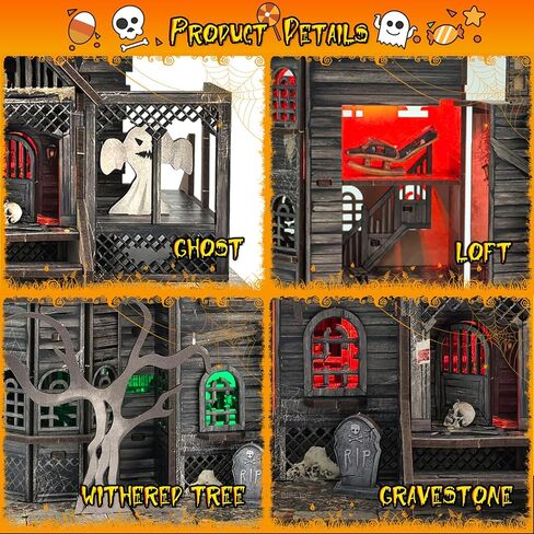 DIY Mini House Kit, Miniature Haunted House Kits with LED Accessories Furniture, 3D Wooden Puzzles for Adults, Dollhouse Craft Gifts for Girls, Boys, Teens in Saudi Arabia