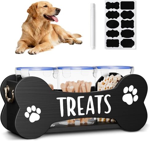WGFKVAS Dog Treat Container شملت 3 جرار محكمة الإغلاق مع 1000 مل ، حاوية تخزين طعام الكلاب هدية منظم الأليفة للحيوانات الأليفة لأصحاب قطط الحيوانات الأليفة in Kuwait
