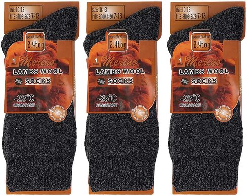 Falari 3-Pack Men Lambs Wool Thermal Socks Warm For Cold Weather in Saudi Arabia