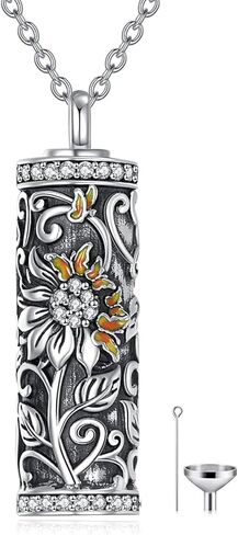 Cross Tree of Life Urn Necklace for Ashes, S925 Sterling Silver Cross Urn Pendant Necklace for Men Women, Cremation Memorial Keepsake Jewelry Locket Necklaces for Animal Human Ashes, 20"+2" in Kuwait