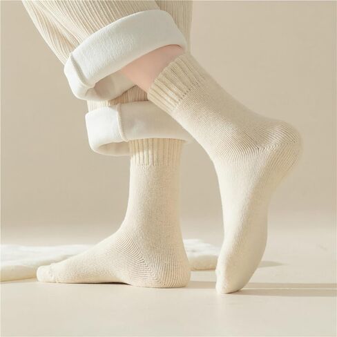 Women's Winter Mid-Calf Socks Set (6 Pairs) - Soft & Cozy Faux Cashmere, Black, Purple, Brown, Yellow, Pink & Oatmeal in Saudi Arabia