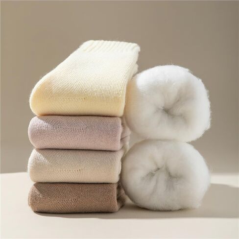 Women's Winter Mid-Calf Socks Set (6 Pairs) - Soft & Cozy Faux Cashmere, Black, Purple, Brown, Yellow, Pink & Oatmeal in Saudi Arabia