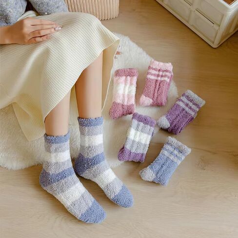 6 Pairs Womens Fuzzy Socks Fleece Fluffy Cabin Plush Warm Sleep Soft Cozy Winter Adult Socks in Saudi Arabia