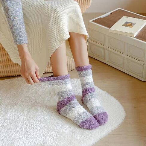 6 Pairs Womens Fuzzy Socks Fleece Fluffy Cabin Plush Warm Sleep Soft Cozy Winter Adult Socks in Saudi Arabia
