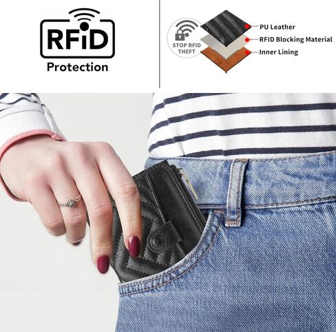 GOIACII Wallet Women Small RFID Billfold Vegan Leather Credit Card Holder with Zipper Coin Pocket in Saudi Arabia