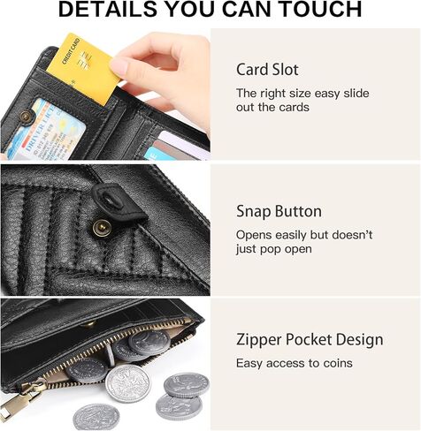GOIACII Wallet Women Small RFID Billfold Vegan Leather Credit Card Holder with Zipper Coin Pocket in Saudi Arabia