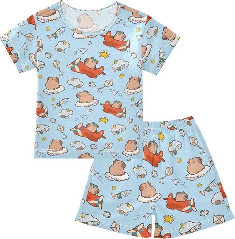 Capybara with Strawberry Summer Cute Pajama Sets, Short Sets for Sleep Wears in Saudi Arabia