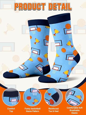 6 Pairs Funny Basketball Socks for Men Women, Novelty Athletic Crew Sport Socks, Holiday Birthday Christmas Gift for Lovers, Players, and Teams in Saudi Arabia