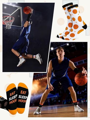 6 Pairs Funny Basketball Socks for Men Women, Novelty Athletic Crew Sport Socks, Holiday Birthday Christmas Gift for Lovers, Players, and Teams in Saudi Arabia