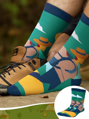 12 Pairs Men's Hiking & Basketball Crew Socks Funny Cotton Outdoor Sports Socks Hiking Gifts for Sports Lovers in Saudi Arabia