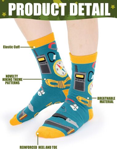 12 Pairs Men's Hiking & Basketball Crew Socks Funny Cotton Outdoor Sports Socks Hiking Gifts for Sports Lovers in Saudi Arabia