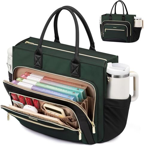 LOVEVOOK Teacher Tote Bag for Women,Laptop bag with Large Cup Holder,Work bag with Accordion File Organizer Pocket,Multi-Pockets Professional Diaper Bag Nurse Bag,Handbag Purse for Work,College,Daily in Kuwait