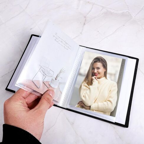 ألبوم صور صغير مقاس 4 × 6 كتاب صور، 50 صفحة تحمل 100 صورة ألبوم صور صغير بغطاء قماشي مع سجل قصاصات للنافذة الأمامية يحمل ألبومات صور صغيرة سوداء للاحتفال بالذكرى السنوية وسفر الزفاف in Kuwait