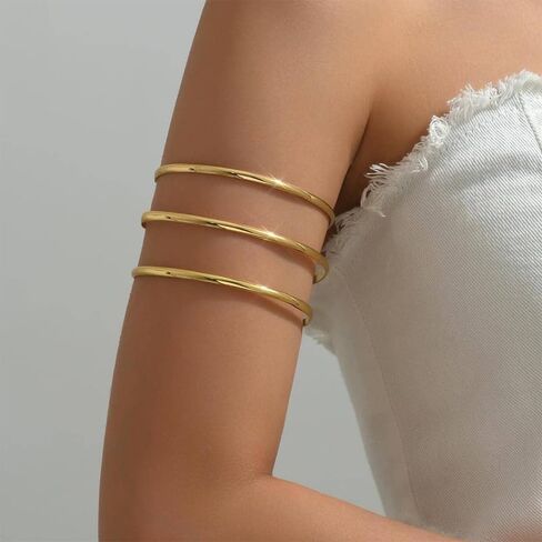 Gold Chunky Arm Cuff Bracelet for Women Upper Arm Bangle Jewelry Gift Boho Summer Beach Trendy Fashion Accessories Friendship Gifts for Women Christmas Gifts Valentines Day in Saudi Arabia