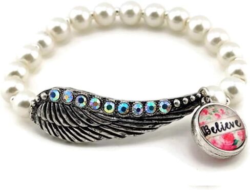 The Quiet Witness 4030487 Angel Wing Believe Beaded Stretch Bracelet Angel On My Shoulder Wings Hope in Saudi Arabia